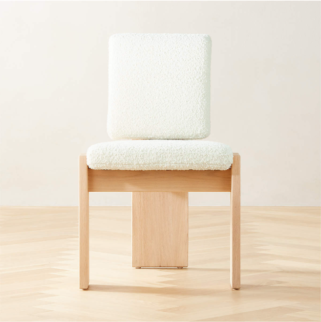 Mats Three-Legged White Boucle Dining Chair