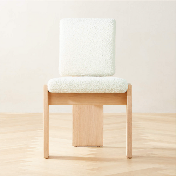 Mats Three-Legged White Boucle Dining Chair - MRD