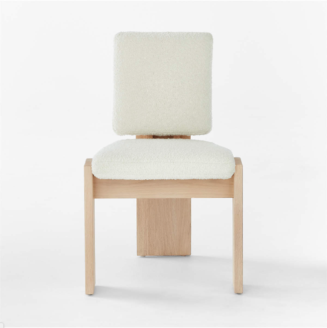 Mats Three-Legged White Boucle Dining Chair