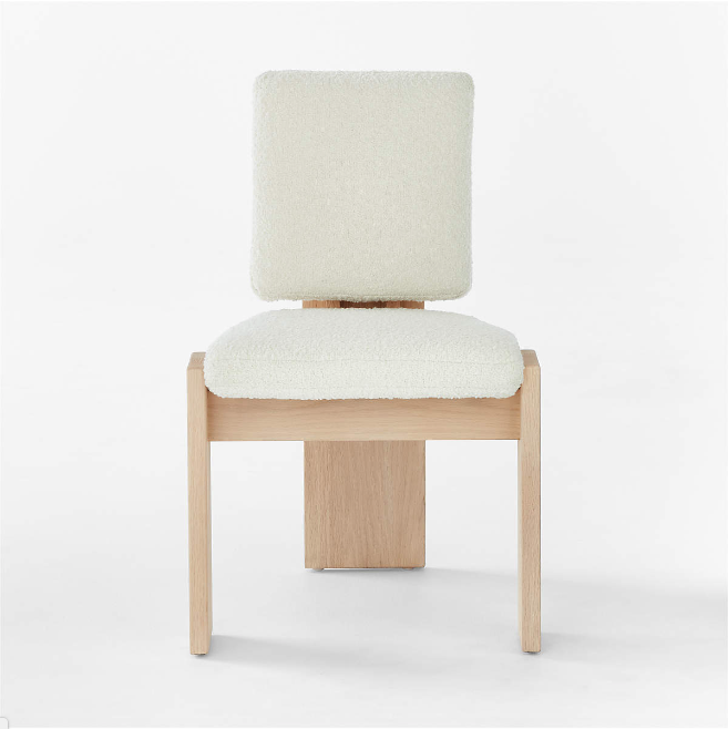 Mats Three-Legged White Boucle Dining Chair - MRD